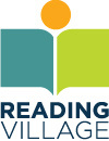 Reading Village logo - A simple image of a head reading a two-toned green book above the words, "Reading Village"